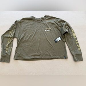 Salty Crew — Olive Green Long Sleeve Crop Tee — Size XL — NWT